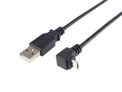 PremiumCord Ku2m1f-90 Câble de Connexion USB Micro USB 90° Fiche USB A vers Micro B coudée à 90° Câble de données USB 2.0 Haute Vitesse 5 Broches AWG28 Noir 1 m