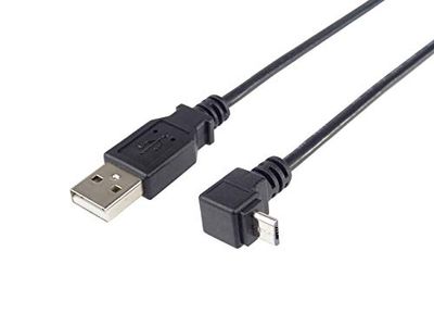 PremiumCord USB - Micro USB 90° verbindingskabel 1m, USB A stekker naar Micro B stekker 90° gebogen, USB 2.0 High Speed datakabel, 5-pins, AWG28, kleur zwart, lengte 1m, ku2m1f-90