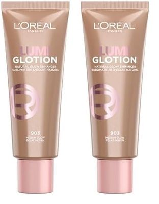 L'Oréal Paris Glow Enhancer, 24h Hydration with Shea Butter and Glycerin, Paradise Lumi Glotion, Shade 903: Medium Glow, 40 ml (Pack of 2)