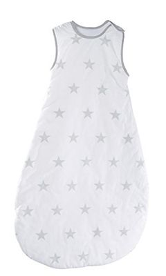 roba Saco de dormir bebé 110 cm, Little Stars, 4 estações - A partir de 18 meses - algodão respirável - design de estrela em branco/cinzento claro