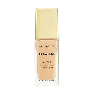 Profusion Cosmetics 2-In-1 Foundation and Concealer for Light Skin Tone, Flawless Full Coverage and Matte Finish with Convenient Solution for Achieving Polished Look - Fair Beige
