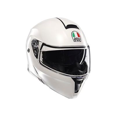 AGV Streetmodular ECE 22-06 Mono, Modular Helmet, Flip Up Motorcycle Helmet ECE 22-06 P/J With Sun Visor, Matt Materia White, XXL