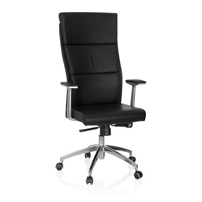 hjh OFFICE 600400 Fauteuil de Direction Monza 20 Cuir Noir Chaise de Bureau rembourrée, Dossier Haut Ergonomique