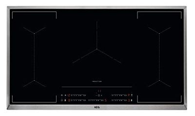 AEG IKE9545AXB - Placa de cocción autónoma para inducción (serie 6000, con multibridge, Hob²Hood, 90 cm, marco de acero inoxidable, 5 zonas de cocción, función de puente, función de alimentación,