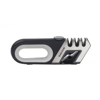 Salter Professional BW11674EU7 4-in-1 Knife Sharpener, Adjustable Tungsten, Diamond & Ceramic Rod, Kitchen Scissors and Knives, Non-Slip, Home Knife Blade Sharpener, Essential Kitchen Tool, Black