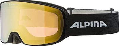 ALPINA Unisex – vuxna, NAKISKA QV skidglasögon, svart matt, en storlek