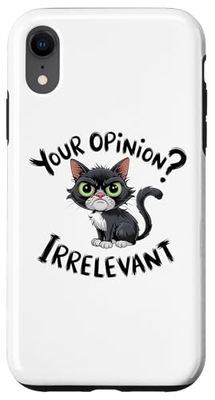 Gato negro sarcástico - Actitud antisocial de gatito gruñón Carcasa para iPhone XR