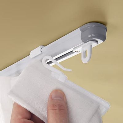 ZSTARR Riel de cortina de techo (33.5 a 59 pulgadas), riel guía de cortina sin medición, adecuado para particiones de habitación, cortinas de ducha, cortinas de caravana, sistemas de riel de cortina