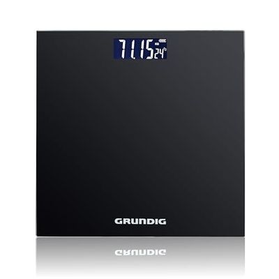 Grundig Digitale Personen Weegschaal - Weegschaal tot 180kg - Personenweegschaal meet in kg/lb - Precisieweegschaal tot 500gr Nauwkeurig - met Digitaal Display - Zwart - Glas