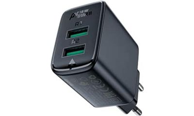 ACEFAST Wall Charger A33, 2 x USB, 18 W, QC3.0 (Czarna)