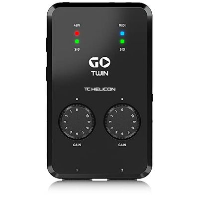 TC Helicon GO TWIN HD 2-Channel Audio/MIDI Interface for Mobile Devices | Record Good-QualityAudio Using Your Mobile Device | Black