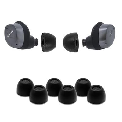 Comply Tappi auricolari in schiuma di alta qualità, compatibili con Sennheiser Momentum (3 & 4) e ACCENTUM True Wireless., taglia S/M/L, nuova versione 2025 con strumento di pulizia, nero, 3 paia,