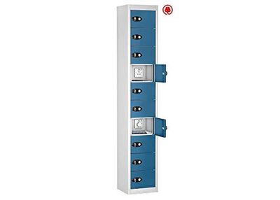 10 Door Tablet Charging Locker, Blue, Combination Lock