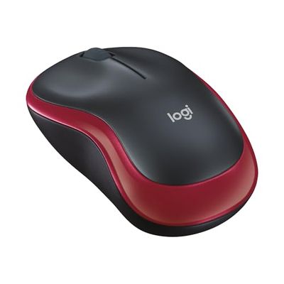 Logitech M185 Wireless Mouse, 2.4GHz with USB Mini Receiver, 12-Month Battery Life, 1000 DPI Optical Tracking, Ambidextrous, Compatible with PC, Mac, Laptop - Red