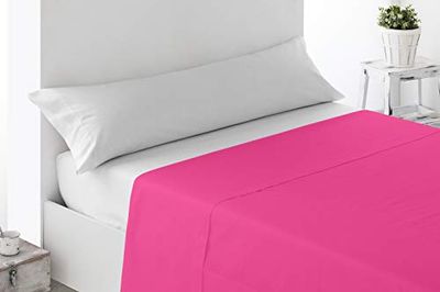 Miracle Home Lençol de cima 270 x 197, algodão 50% poliéster, fúcsia, cama 150