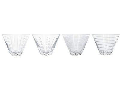 Mikasa Cheers C000214 Lot de 4 verres à martini sans pieds en verre cristal avec gravure décorative - Effet argent, 400 ml