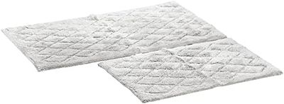 Vera Wang | Lot de 2 Tapis de Bain touffetés en Peluche, Doux et absorbants, Style Moderne pour décoration de Salle de Bain, Coton Rayonne, Gris, 2 pièces