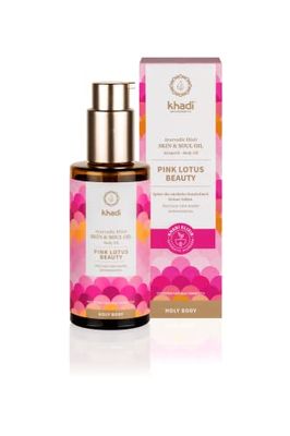 khadi PINK LOTUS BEAUTY Huile de Corps Élixir Ayurvédique, huile pour les sens harmonisante : équilibre et hydrate, pour une peau souple. 100% naturel et vegan, Cosmétiques naturels, 100ml