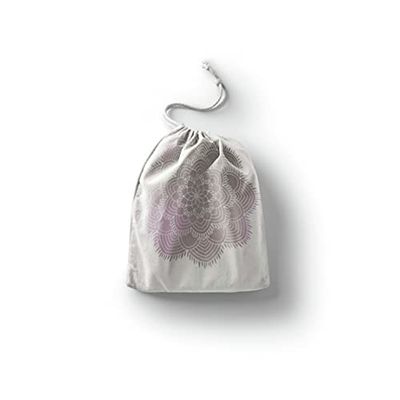 Bonamaison Bedrukte katoenen tassen met trekkoord, boodschappentas, buidel, stoffen zak, groentezak, herbruikbaar, milieuvriendelijk, multifunctioneel, opvouwbaar, grootte: 12x15 cm
