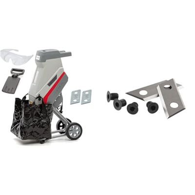 IKRA broyeur de végétaux électrique IMH 2500, Lunettes de sécurité, Sac de récupération, INCL. 2X Lames réversibles de Rechange & RYOBI - Jeu de 2 Lames Ryobi pour Broyeurs de végétaux RAC351