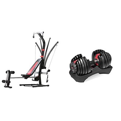 Bowflex PR1000 Multiestación Compacta & SelectTech 552i macuerna 2-24 kg (1 mancuerna) Ajustables para Hogar, Adultos Unisex, Rojo, Negro, Gris, Talla Única