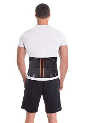 TOROS-GROUP Cinturón lumbar y dorsal de mantenimiento, alivio del dolor, apoyo a la espalda baja, banda elástica para hombre y mujer, ancho negro