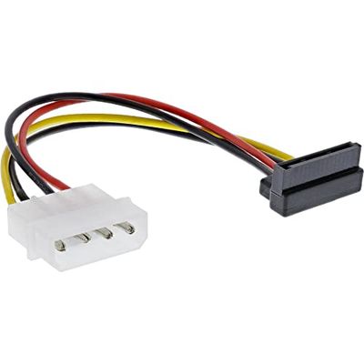 InLine® SATA power adapter cable, 1x 13.34cm (5.25') Bu an 15pin SATA St, angled upwards - Schwarz/Rot 1 item