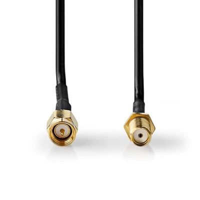 NEDIS Cavo antenna | spina SMA | femmina SMA | placcato oro | 50 Ohm | schermato singolo, 3.00 m | rotondo | PVC | nero | sacchetto di plastica