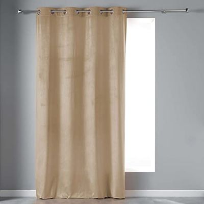 Douceur d'Intérieur, Rideau à Oeillets (140 x 240 cm) Velvetine Sable, Velours