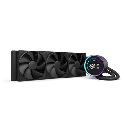 NZXT Kraken Elite 360 - Raffreddatore a liquido per CPU AIO - Radiatore da 360 mm - 3 ventole F120P - LCD IPS da 2,72” personalizzabile - Intel LGA 1700, 1200/115X, 1851 - AMD AM5, AM4 - Nero