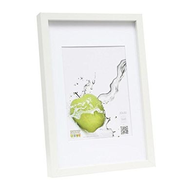 Deknudt Frames S40AK1-P1-40.0X50.0 - Moldura de fotos básica com paspartout, com alta moldura, madeira/MDF, 52,7 x 42,7 x 3,5 cm, cor: Branco