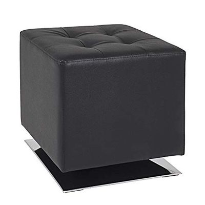 HAKU Möbel Sgabello cromo, nero, Finta pelle, metallo - Dim. L 40 cm x A 42 cm x P 40 cm, Stile Moderno