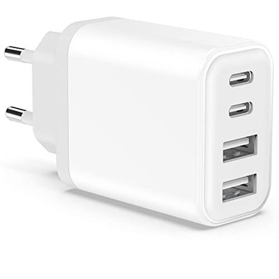Ładowarka USB, 40 W Wtyczka USB C Ładowarka do szybkiego ładowania Zamiennik dla 15 14 13 12 11 Pro MAX SE 2020 XS X 8 7 6, iPad, 4 porty USB Ładowarka Głowa Zasilacz Ścienny