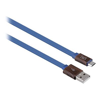 T'nB Tnb - Câble Micro USB Plat tressé Collection Woodle Bleu - 1 mètre