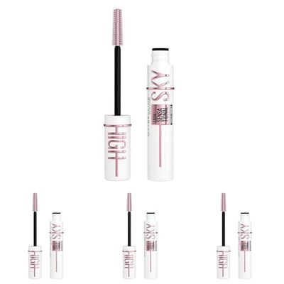 Maybelline New York Lash Sensational Sky High Mascara, Volumising & Lengthening Mascara, Waterproof Flake-Free Formula Infused with Bamboo Extract & Fibres, Very Black, 7 ml (Pack of 4)