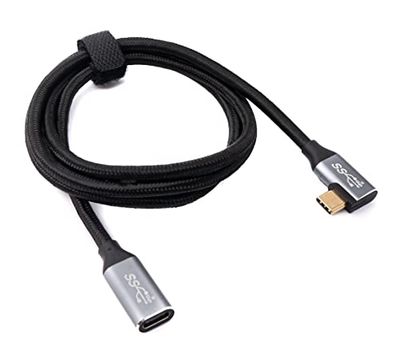 System-S Câble USB 3.1 Gen 2-100 cm - Type C mâle vers Femelle - Adaptateur coudé tressé