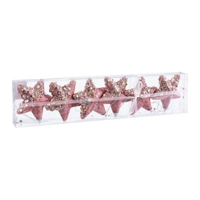 BigBuy Christmas Ornamento Natalizio Rosa Oro polyfoam Tessuto Stelle 11 x 11 cm (6 Pezzi)