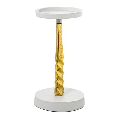 CANDELABRO ALUMINIO 21CM ORO/BLANCO_°12X21CM PARA VELAS °9CM