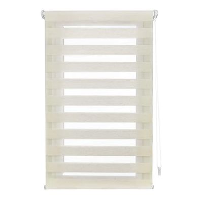INTERBLIND | Night and Day Roller Blind Installation Without Tools - EasyFix Roller Blind Size 47 x 180 cm Width x Height - Blind Without Drilling Fabric Size 44 x 175 - Night and Day Blind Ecru