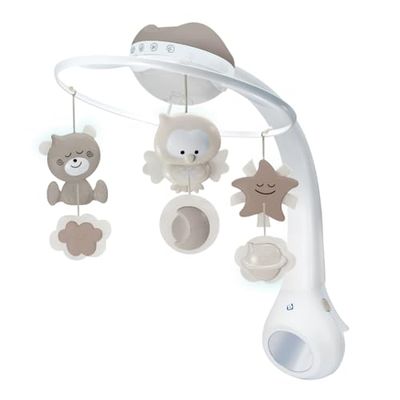 INFANTINO 3 in 1 Projector Musical Mobile - Convertible mobile, table and cot light and projector, with wake up mode to simulate daylight, complete with 6 melodies and 4 nature sounds