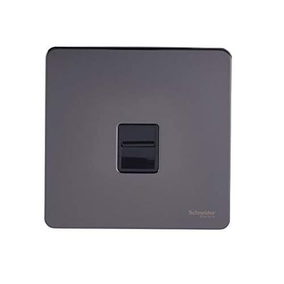 Schneider Electric Ultimate GU7461BBN - Piastra piatta senza viti, presa telefonica singola, in nichel nero con inserto nero