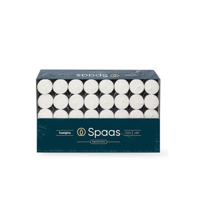 SPAAS Boîte de Bougies Chauffe-Plats x120, ± 6 Heures - Blanc, D 39 mm x H 16 mm