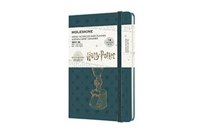 Moleskine – 18-månaders veckoplanerare/dagbok, Harry Potter begränsad upplaga fickplanerare 2021/2022, veckoanteckningsbok med hårt skydd och elastisk stängning, storleksficka 9 x 14 cm, färg grön,