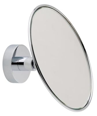 tesa VISIOON Espejo Cosmético de Pared con 3x de Aumento - Espejo Redondo para Maquillaje - Montaje Autoadhesivo sin Taladro para Baldosas, Metal y Otras Superficies, 14 cm de Diámetro, Color Plateado