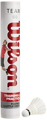 Wilson Team 60 Volani da Badminton, Confezione da 12, velocità 77, Piuma/Sughero Naturale, WRT60240077, Bianco