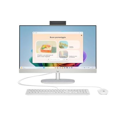 HP 27-cr0001sl All-in-One, AMD Ryzen 5 7520U, 8GB RAM LPDDR5, 512GB SSD NVMe, AMD Radeon Integrata, Display da 27" FHD IPS, Wi-Fi, Audio Integrato da 2W, Windows 11, Non è Touch, Bianco