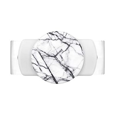 PopSockets: PopGrip Slide Stretch senza adesivo Grip e supporto mobile con bordi quadrati e Top intercambiabile - Compatibile con la maggior parte degli smartphone - White Dove Marble