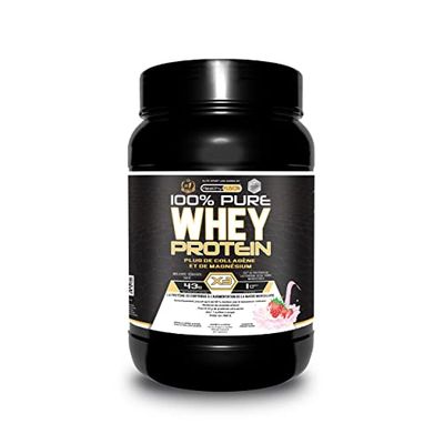 Healthy Fusion, Whey Protein | Whey Pure avec Collagène et Magnésium | Améliore les Entraînements, Renforce et Protège la Masse Musculaire | 1000g de Protéine (Fraise)