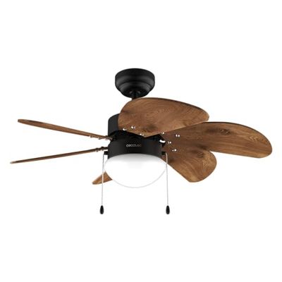 Cecotec - Ventilateur de Plafond avec Lumière EnergySilence Aero 365 Black&Wood - 50 W, Diamètre 91 cm, 3 Vitesses, 6 Pales, Ampoule Non Incluse, Mode Été/Hiver, Design Élégant