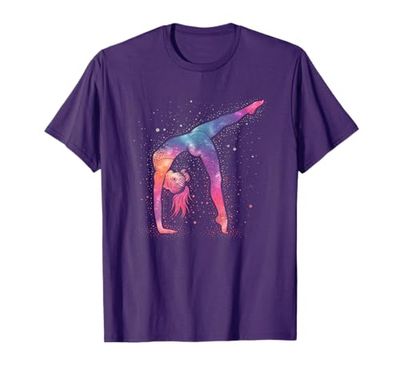 Ginnasta alla moda Flip Flipping Jump Pose Balance Beam Girl Maglietta